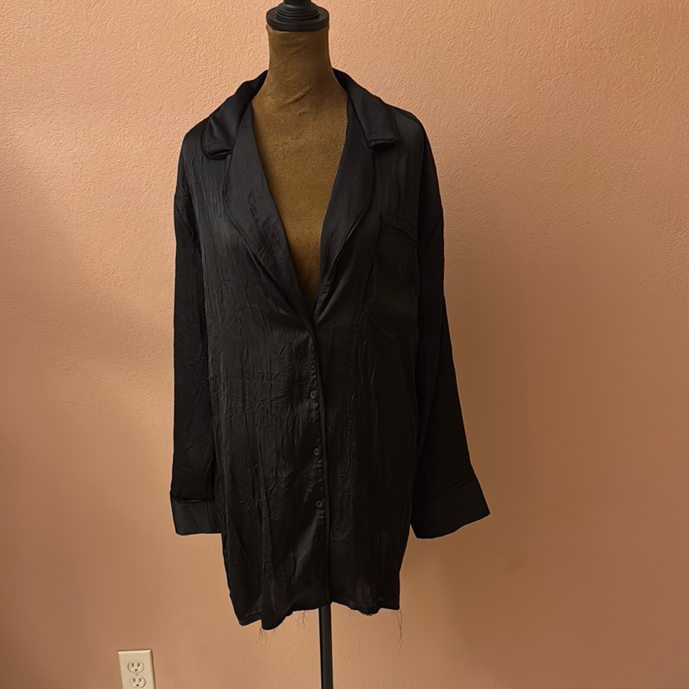 Zara Black Button Down Shirt Relaxed Fit